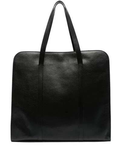 The Row Ben Leather Tote Bag In Black