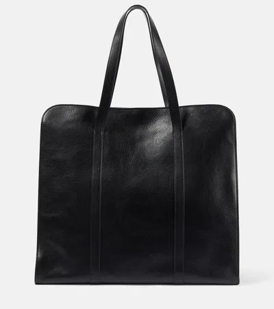 The Row Ben Leather Tote Bag In Black