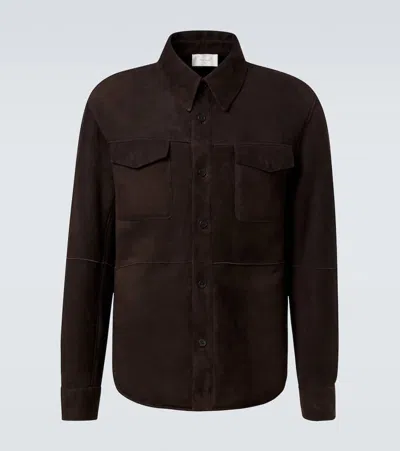 The Row Bento Shearling-lined Suede Jacket In Brown