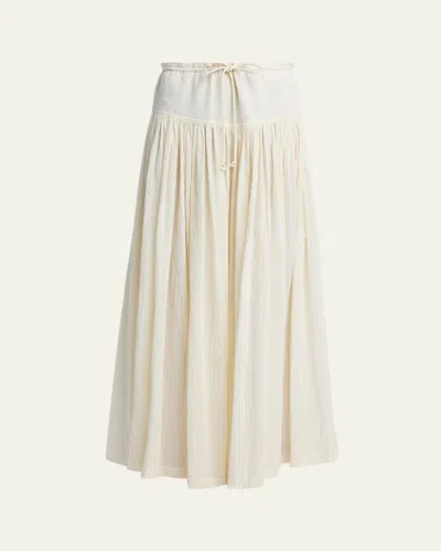 The Row Berenice Cotton Gauze Wide-leg Skirt Pants In White