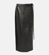 The Row Bert Leather Wrap Skirt In Brown