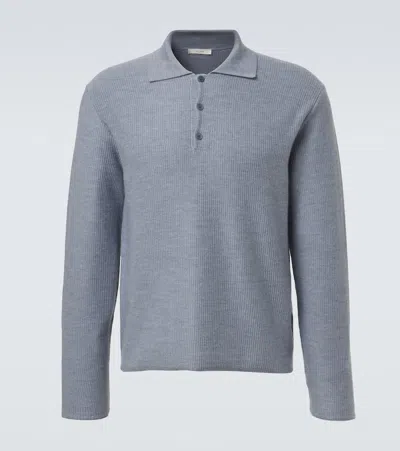 The Row Bertram Cashmere Polo Sweater In Blue