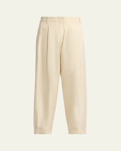 The Row Beta Pleated Wide-leg Silk Pants In Neutral