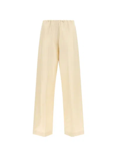 The Row Beta Silk Shantung Trousers In Yellow