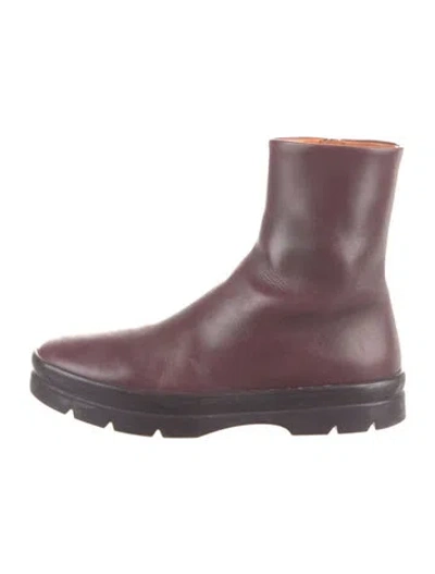 Pre-owned The Row Billie Bootie Leather Chelsea Boots In Burgundy