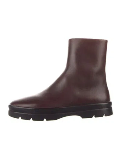 Pre-owned The Row Billie Bootie Leather Chelsea Boots In Burgundy