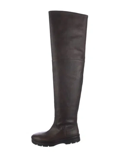 Pre-owned The Row Billie High Leather Boots In Brown