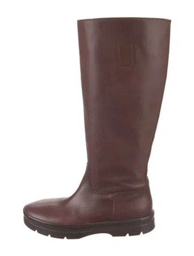 Pre-owned The Row Billie Leather Boots In Brown