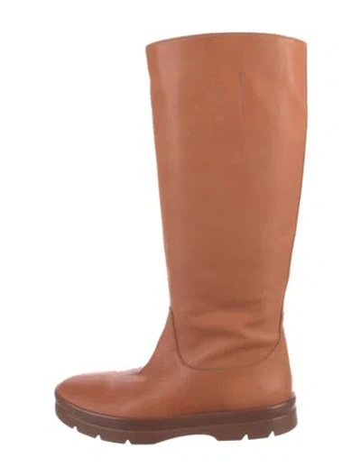 Pre-owned The Row Billie Leather Boots In Brown