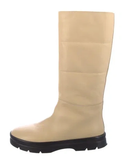 Pre-owned The Row Billie Leather Boots In Neutral