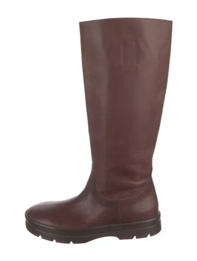 Pre-owned The Row Billie Leather Rain Boots In Burgundy