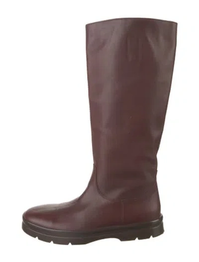 Pre-owned The Row Billie Leather Riding Boots In Burgundy