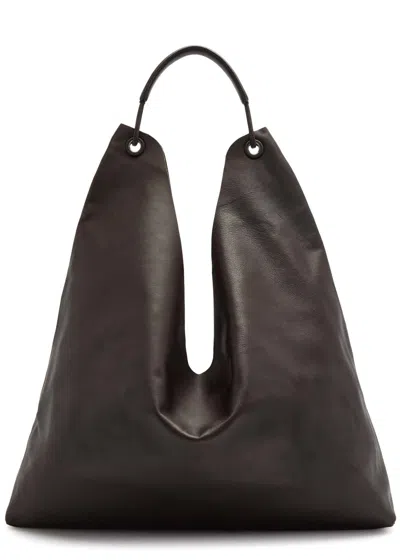 The Row Bindle 3 Leather Shoulder Bag In Dark Brown