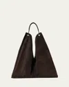 The Row Bindle Hobo Bag In Plush Suede In Brown