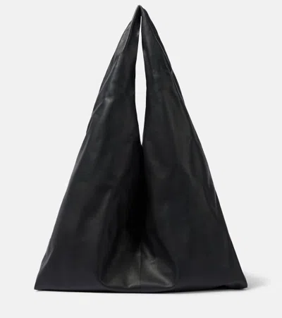 The Row Bindle Medium Leather Tote Bag In Black Ans