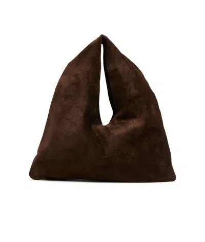 The Row Womens Bindle Small Suede Top Handle Bag Brown Melange