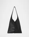 The Row Bindle Small Shoulder Bag In Saddle Leather In Black