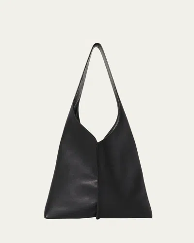 The Row Bindle Small Shoulder Bag In Saddle Leather In Black