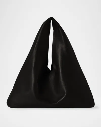 The Row Bindle Small Shoulder Bag In Silk Leather In Black