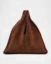 The Row Bindle Small Shoulder Bag In Suede In Brown