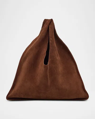 The Row Bindle Small Shoulder Bag In Suede In Brown