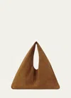 The Row Bindle Small Shoulder Bag In Suede In Caramel