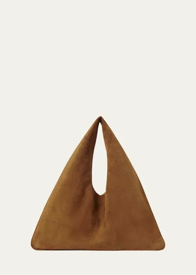 The Row Bindle Small Shoulder Bag In Suede In Caramel
