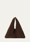 The Row Bindle Small Shoulder Bag In Suede In Espresso