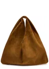 The Row Bindle Small Suede Top Handle Bag In Caramel