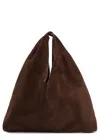 The Row Womens Bindle Small Suede Top Handle Bag Brown Melange In Chocolate
