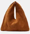 The Row Small Bindle Caramel Suede Shoulder Bag In Brown