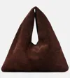The Row Womens Bindle Small Suede Top Handle Bag Brown Melange In Brown