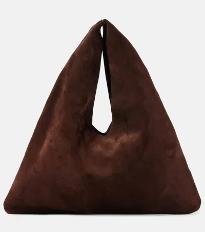 The Row Bindle Small Suede Tote Bag In Brown