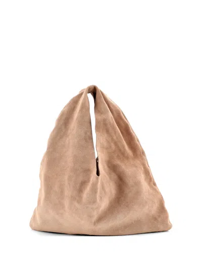 Pre-owned The Row Bindle Suede Small Hobo Bag In Neutral