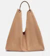 The Row Bindle Three Suede Shoulder Bag In Beige