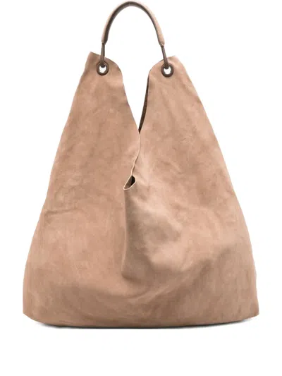 The Row Bindle Three Suede Shoulder Bag In Neutral