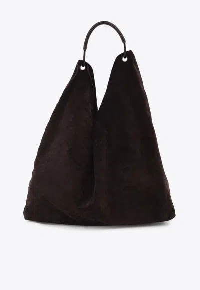 The Row Bindle Tree Suede Shoulder Bag In Brown