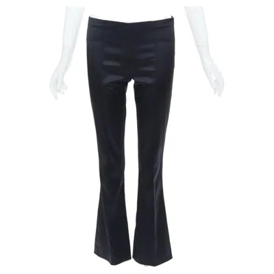 Pre-owned The Row Black Acetate Blend Satin Pintuck Crease Bootcut Trousers Pant Us2 Xs