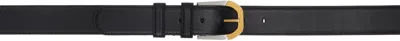 The Row Black Art Deco Box Calf Leather Belt In Black Ans/ang