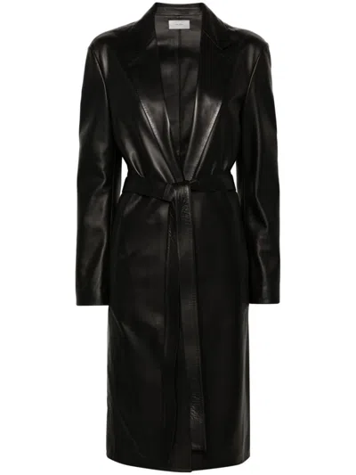 The Row Black Babil Leather Trench Coat