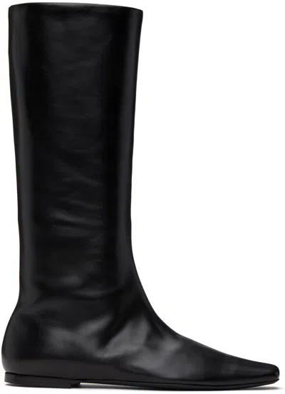 The Row Tech Leather Knee-high Boots In Black