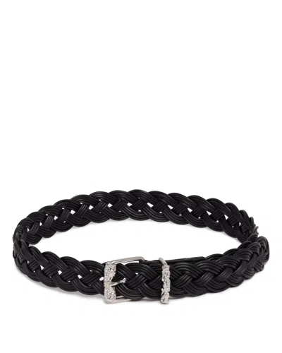 The Row Black Braided Leather Belt