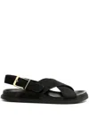 The Row Crossover-strap Leather Sandals In Black