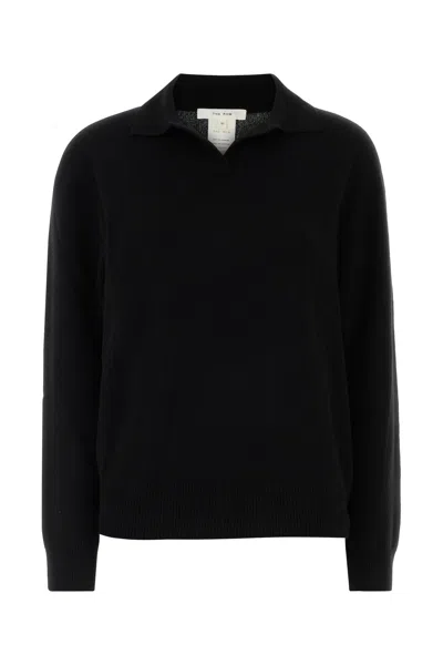 The Row Cashmere Oashi Knit Polo Shirt In Black