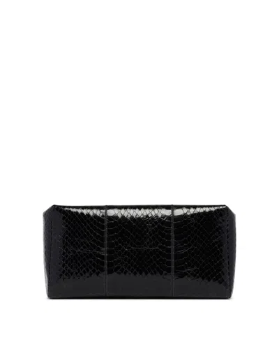 The Row Black Compact Square Leather Clutch