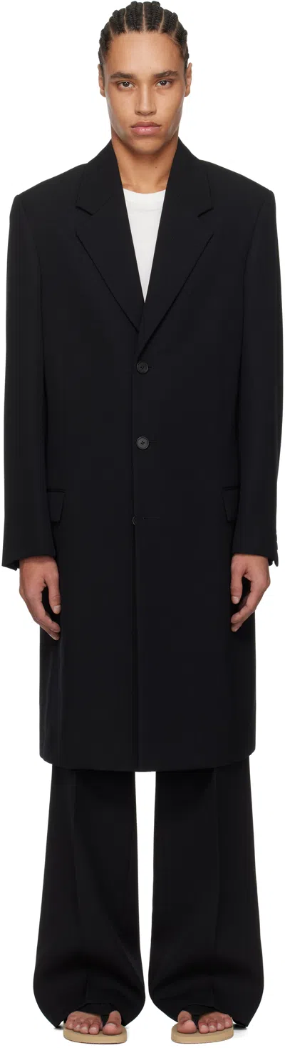The Row Black Cortlandt Coat In Blk Black