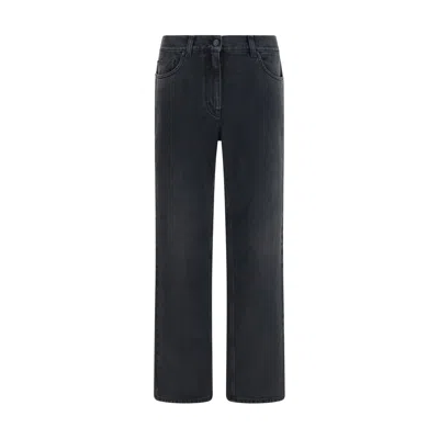 The Row Black Cotton Straight-leg Jeans In Blue