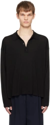 The Row Djon Wool Polo Sweater In Blk Black