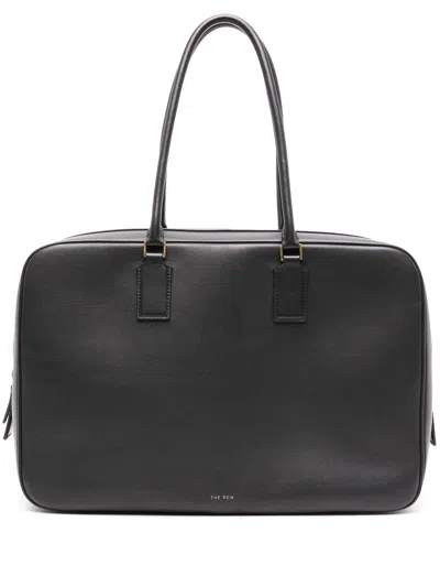 THE ROW BLACK DOMINO LEATHER TOTE BAG