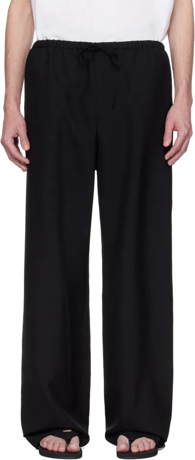 The Row Black Donatello Trousers In Blk Black
